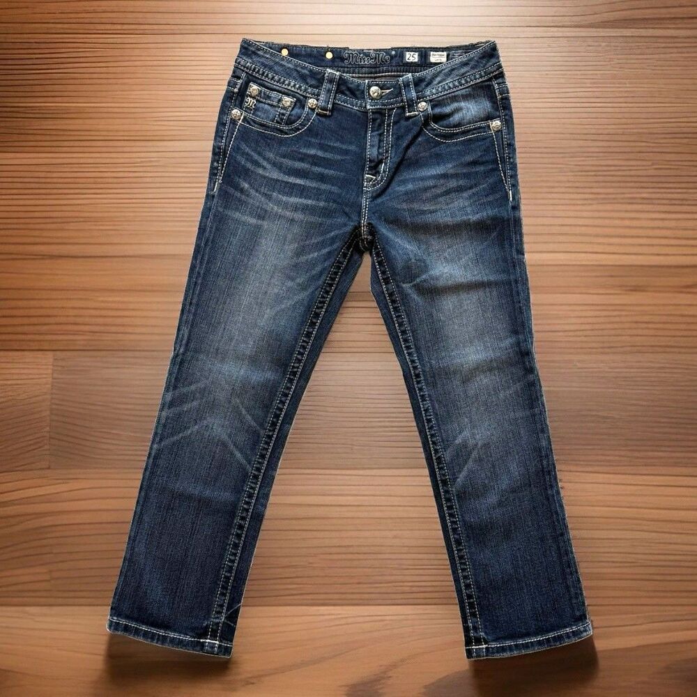 Miss Me Size 25 (Fits 29x23) Womens Junior Denim Blue Jeans Capri Boyfriend Y2K